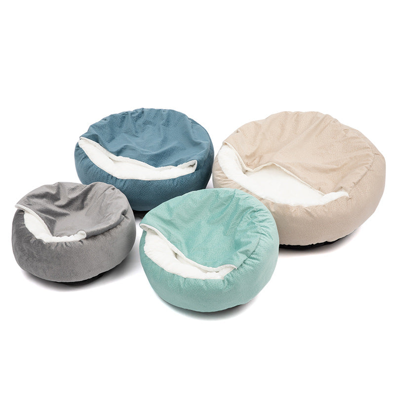 Cozy Dog & Cat Bed with integrated cuddle blanket in donut shape all variants - buy tested dog accessories from happypawsco
