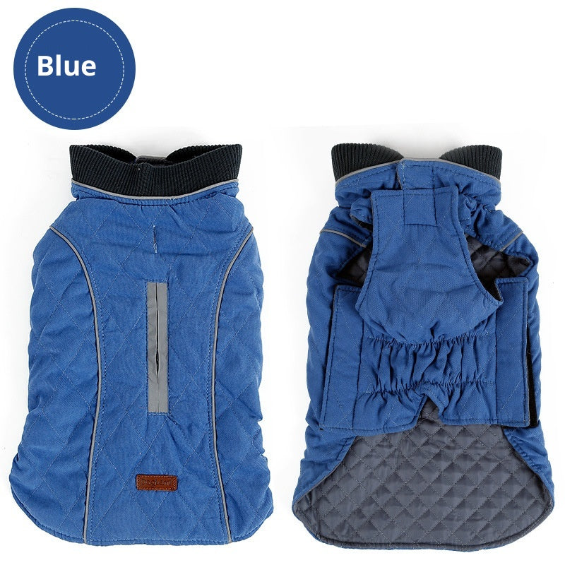stylish warm dog winter coat blue - buy tested dog accessories from happypawsco