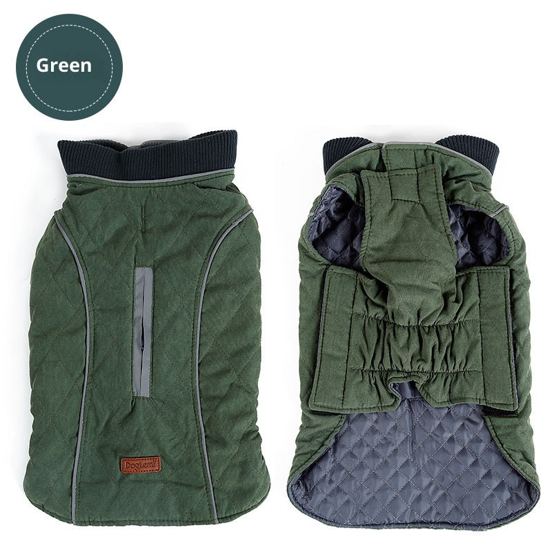 stylish warm dog winter coat green- buy tested dog accessories from happypawsco