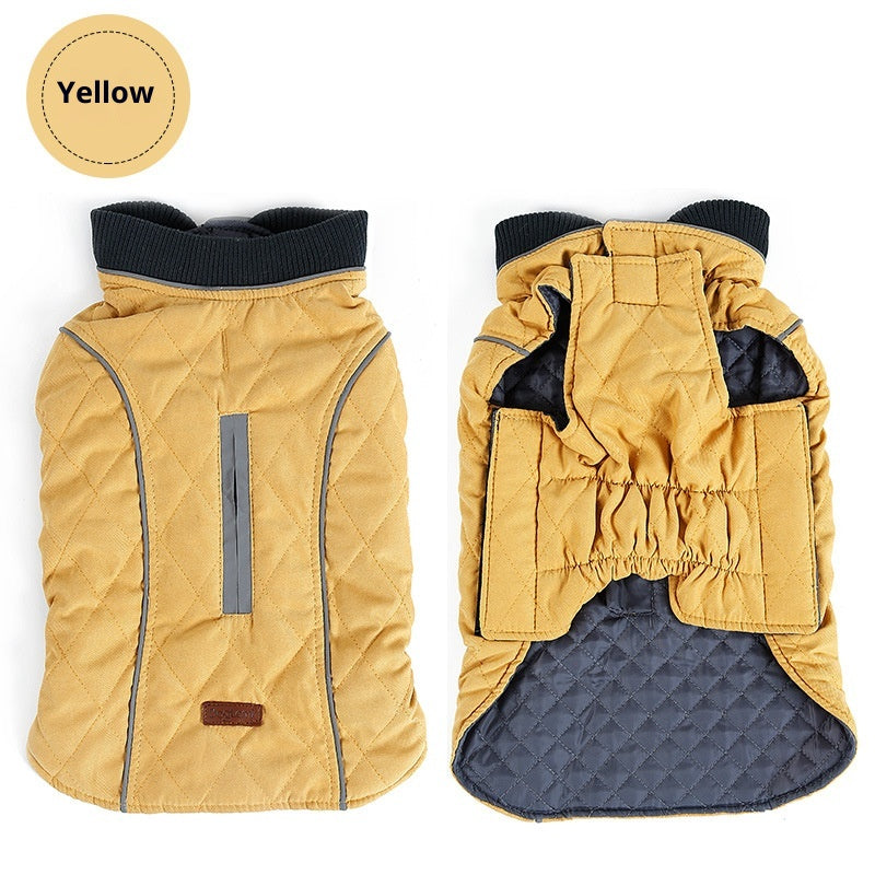 stylish warm dog winter coat yellow - buy tested dog accessories from happypawsco